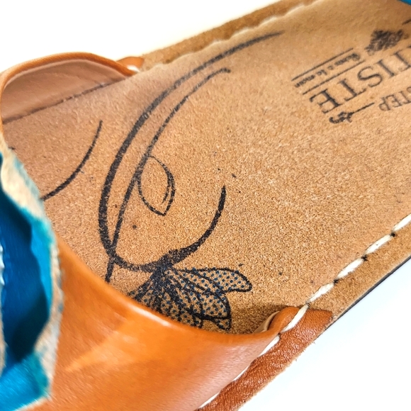 L'artiste Caicos Spring Step Turquoise & Brown Leather Mary Jane Flat Shoes - Picture 12 of 14